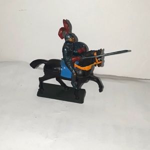 c RARE 1960s STARLUX FRANCE BLUE JOUSTING KNIGHT ON BLUE HORSEBACK COMPLETE